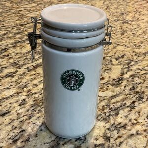 Starbucks White Coffee Storage Jar 7”x3”, 2007